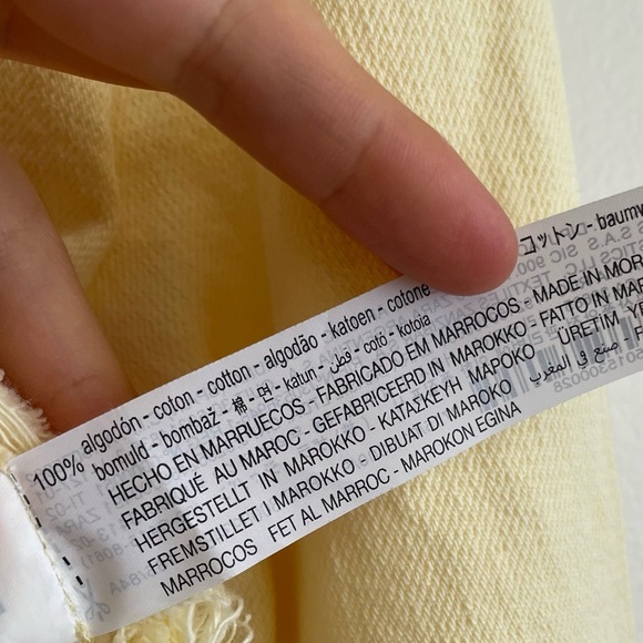 Zara Cropped Jean jacket pale light butter yellow asymmetrical zip flare hooded - Picture 8 of 9